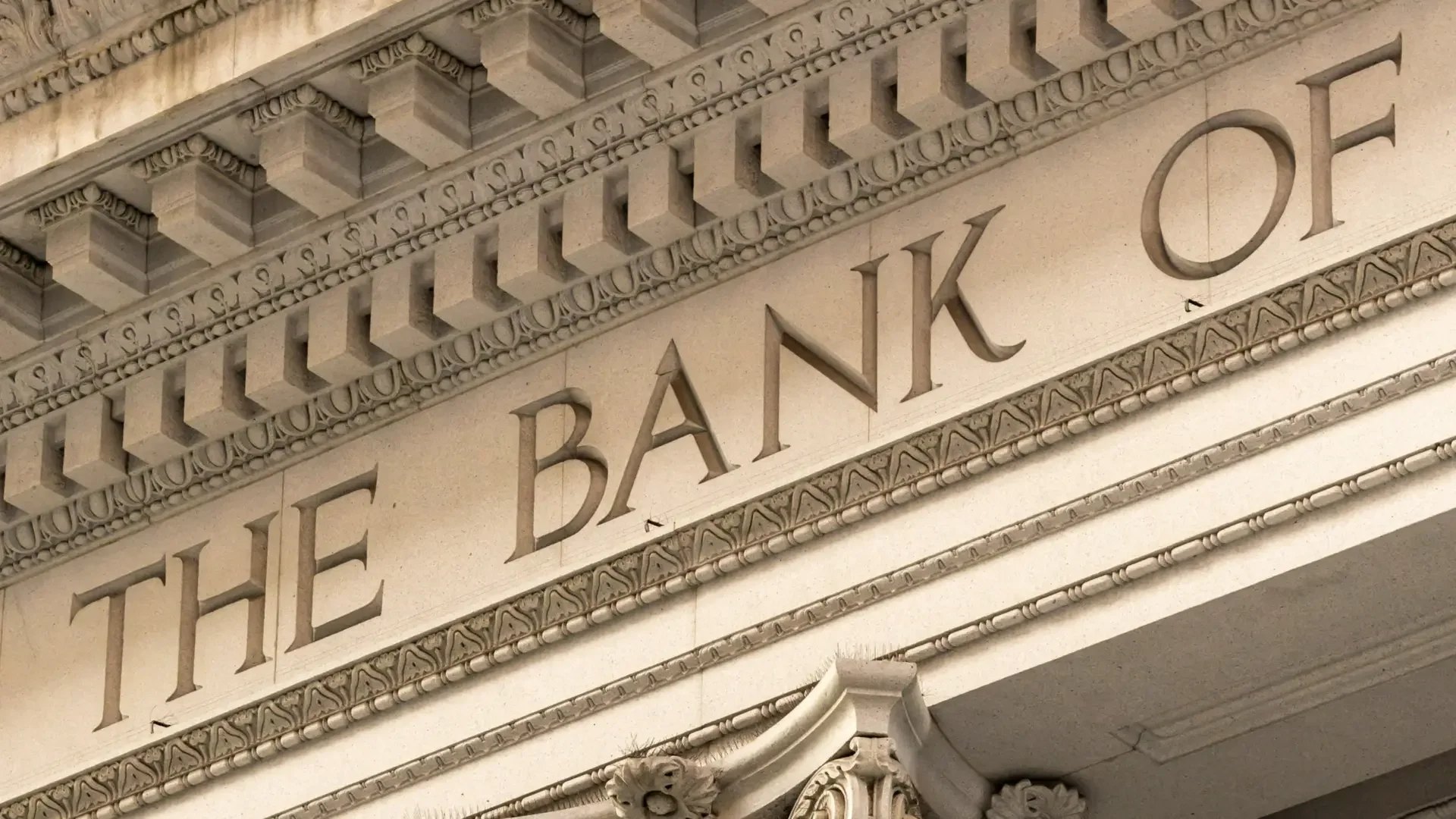 Classical facade of the Bank of England