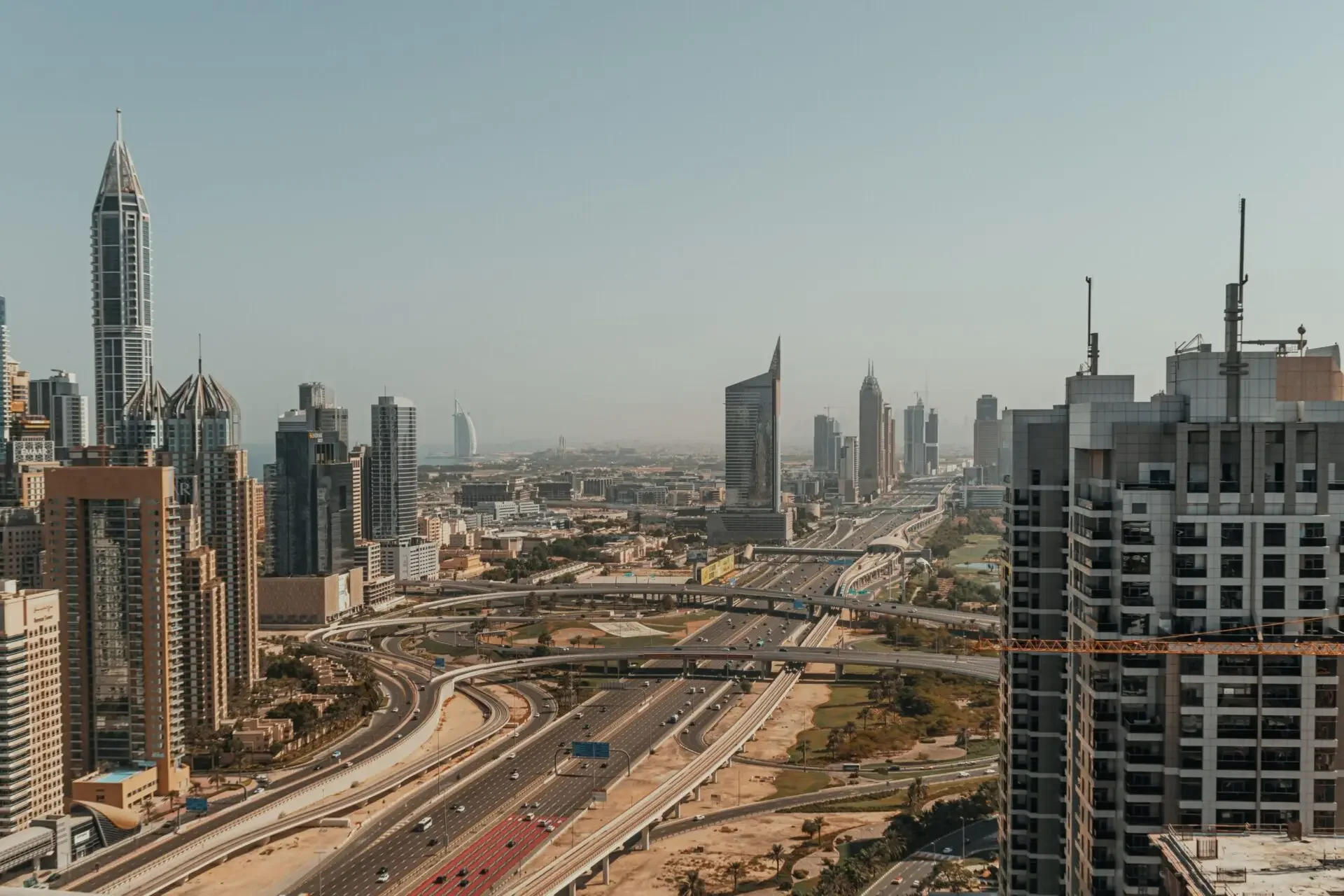 Dubai skyline with skyscrapers
