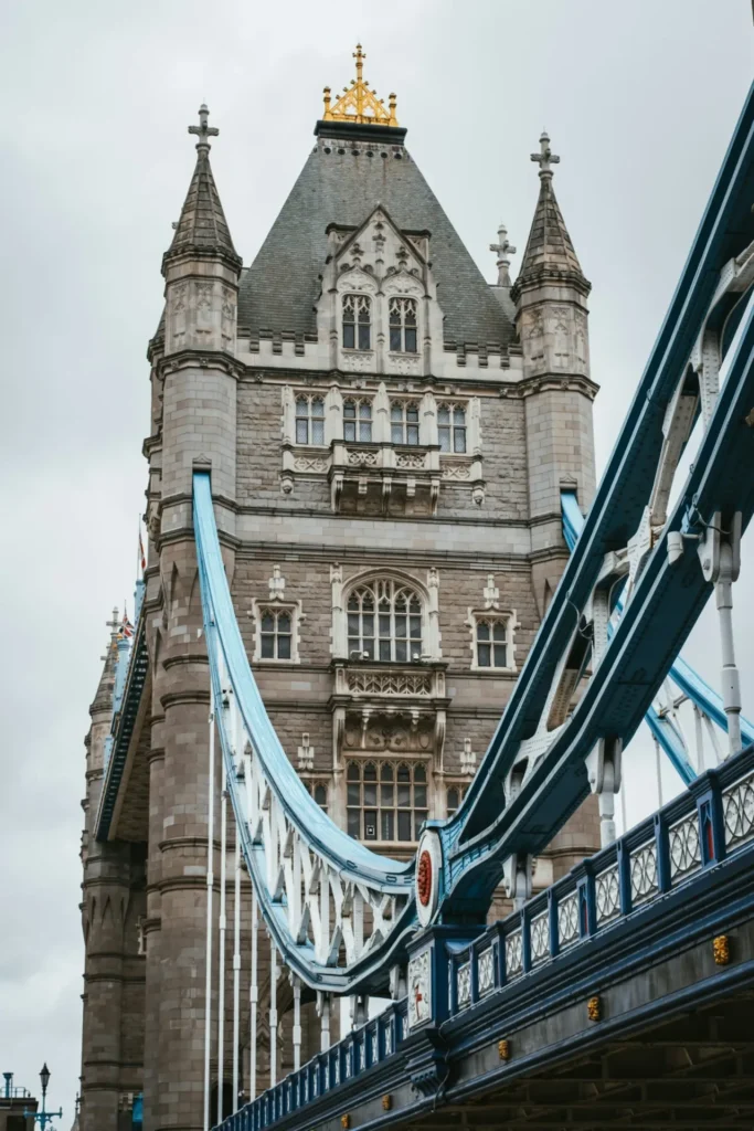 Tower Bridge, London against a blue sky