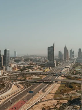 Dubai skyline with skyscrapers